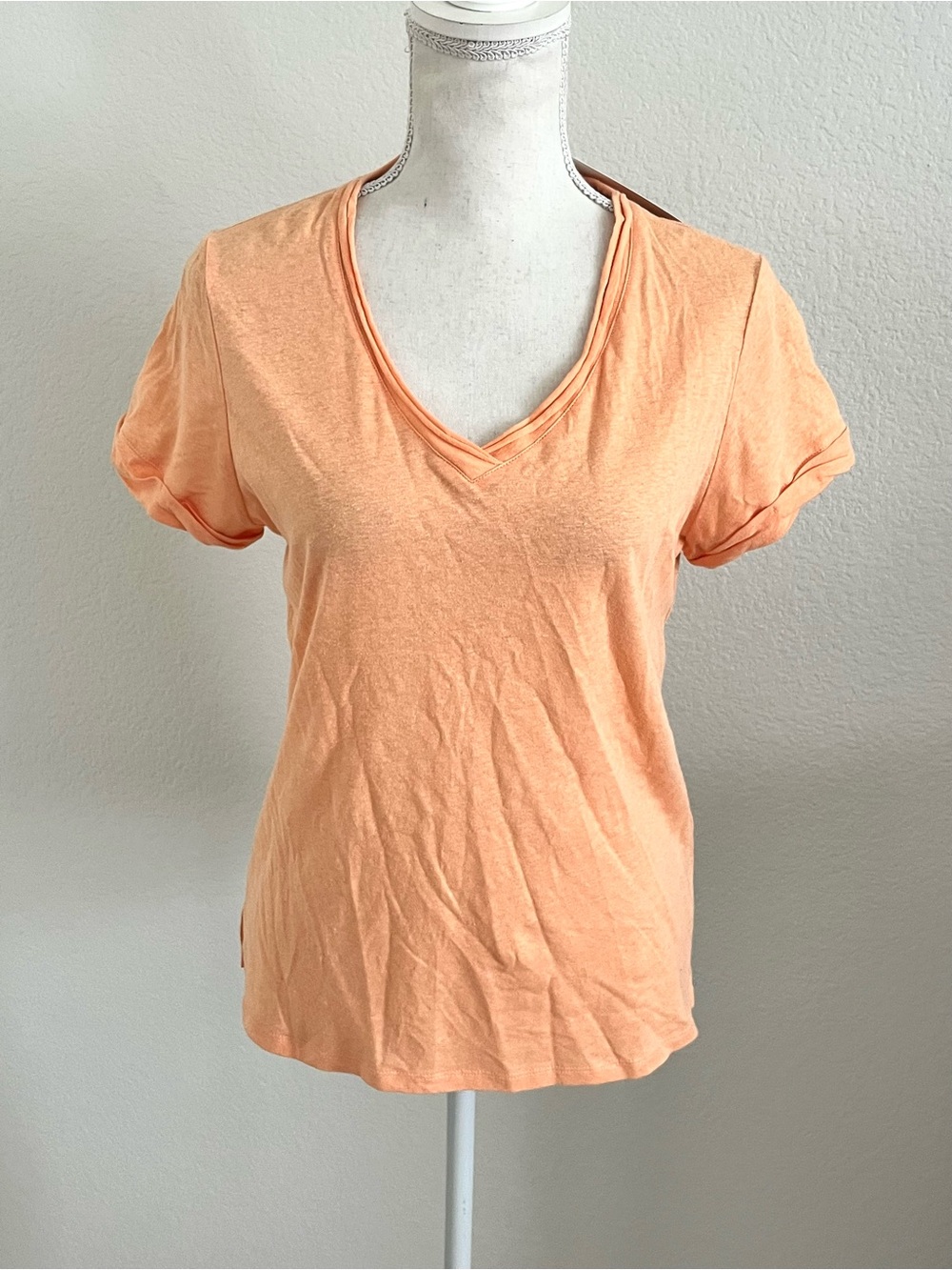 ESQUALO Peach V-Neck Short Sleeve Tee